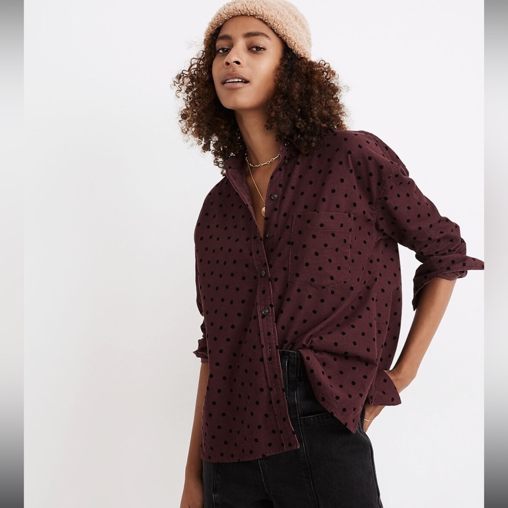 Madewell Shirred Corduroy Westlake Shirt in Oval Dot